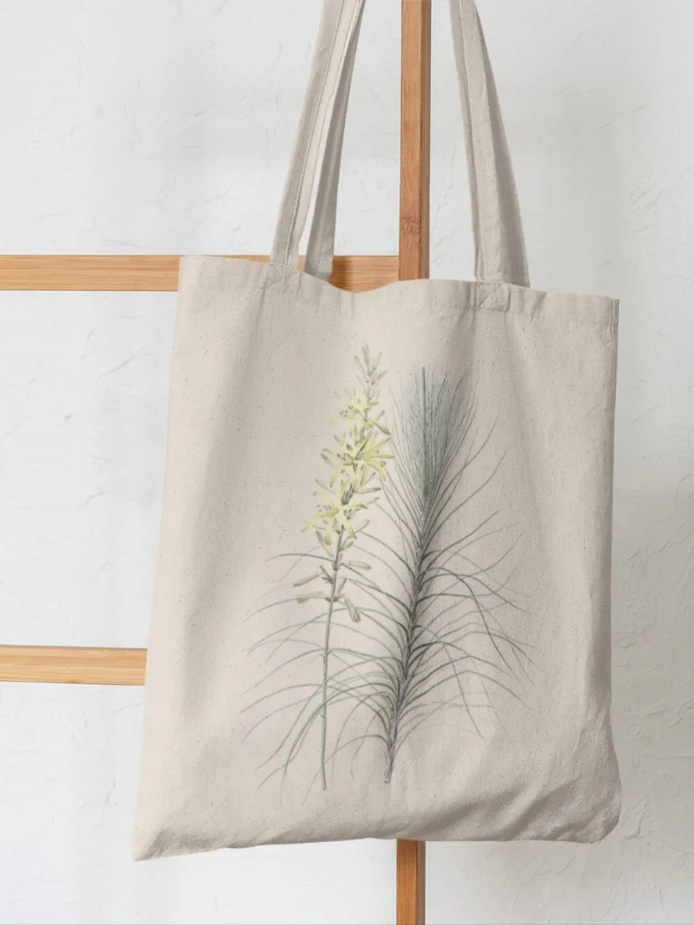 Branched Asphodel Vintage Floral Print Graphic Canvas Tote Bag